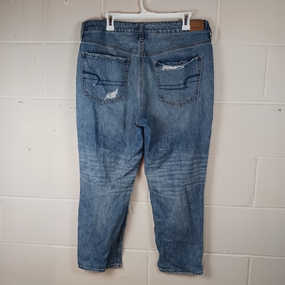 American Eagle Highrise Tomgirl Jeans Size 16 Short Distressed Boyfriend Fit‎ - Picture 5 of 8